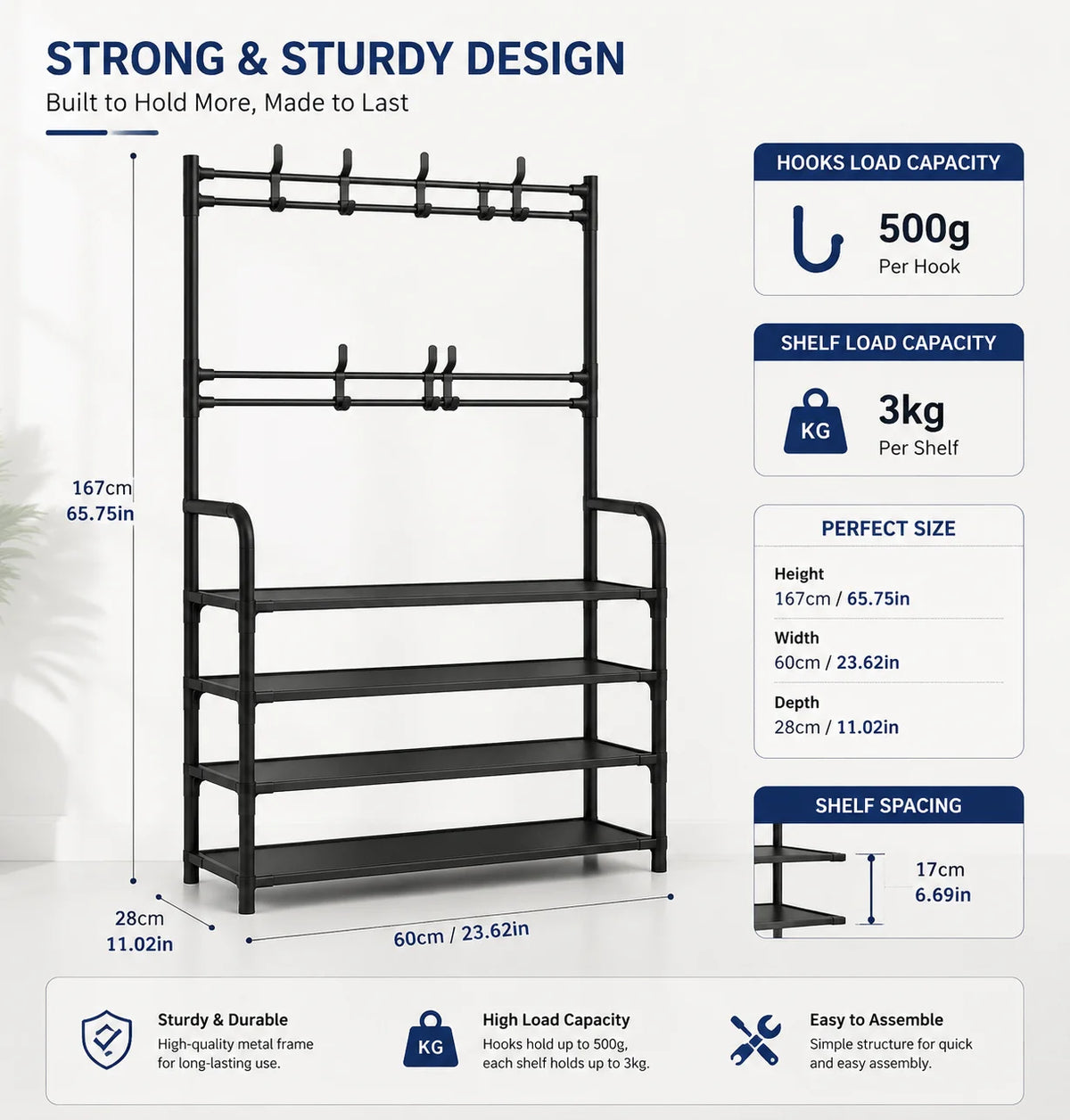 Folding Entryway Shoe Rack With Coat Hooks And Storage Bench Organizer