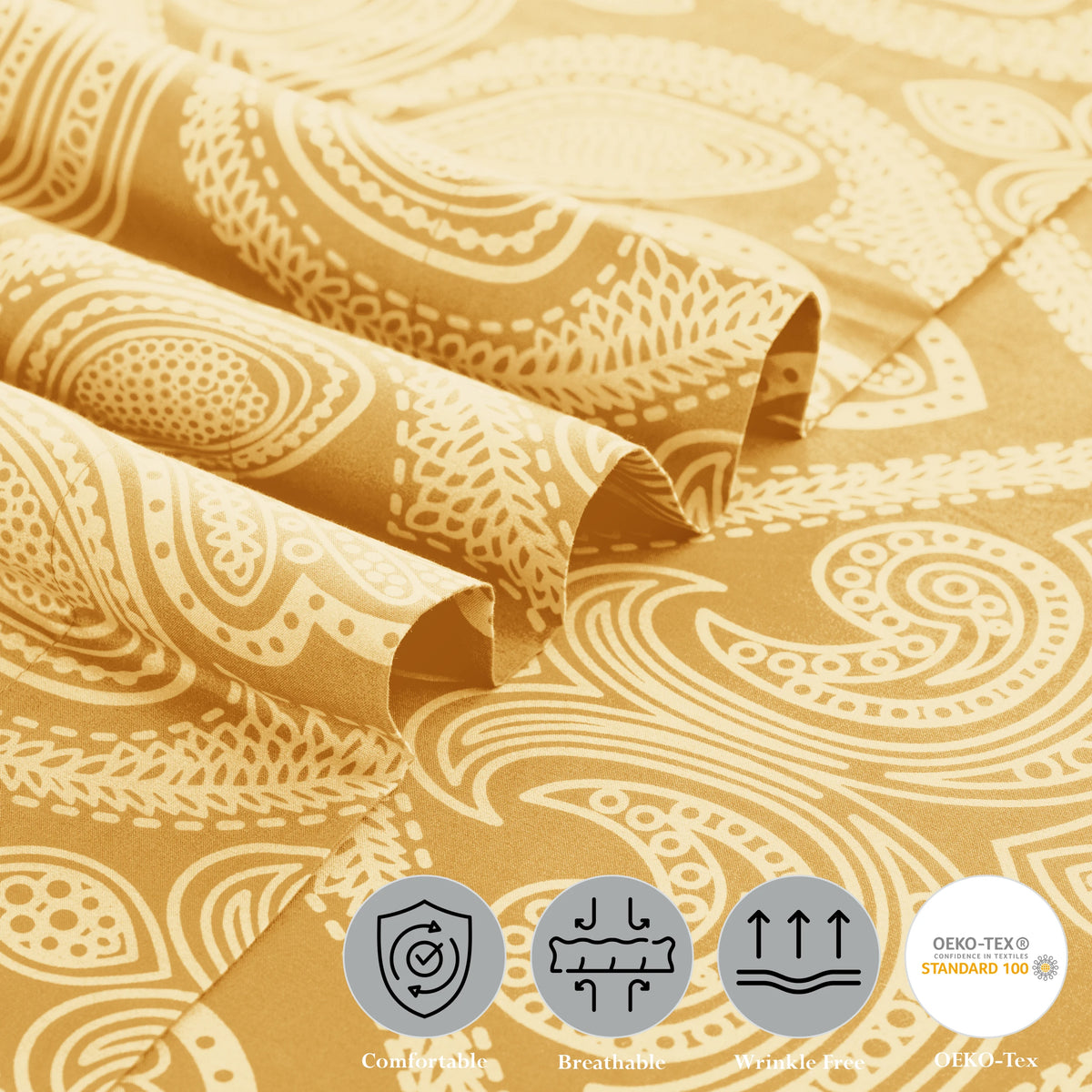 Lux Decor Soft Paisley Wrinkle Resistant Microfiber Bed Sheet Set