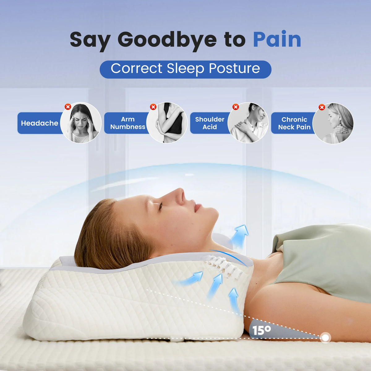 JHK Ergonomic Memory Foam Cervical Orthopedic Pillow