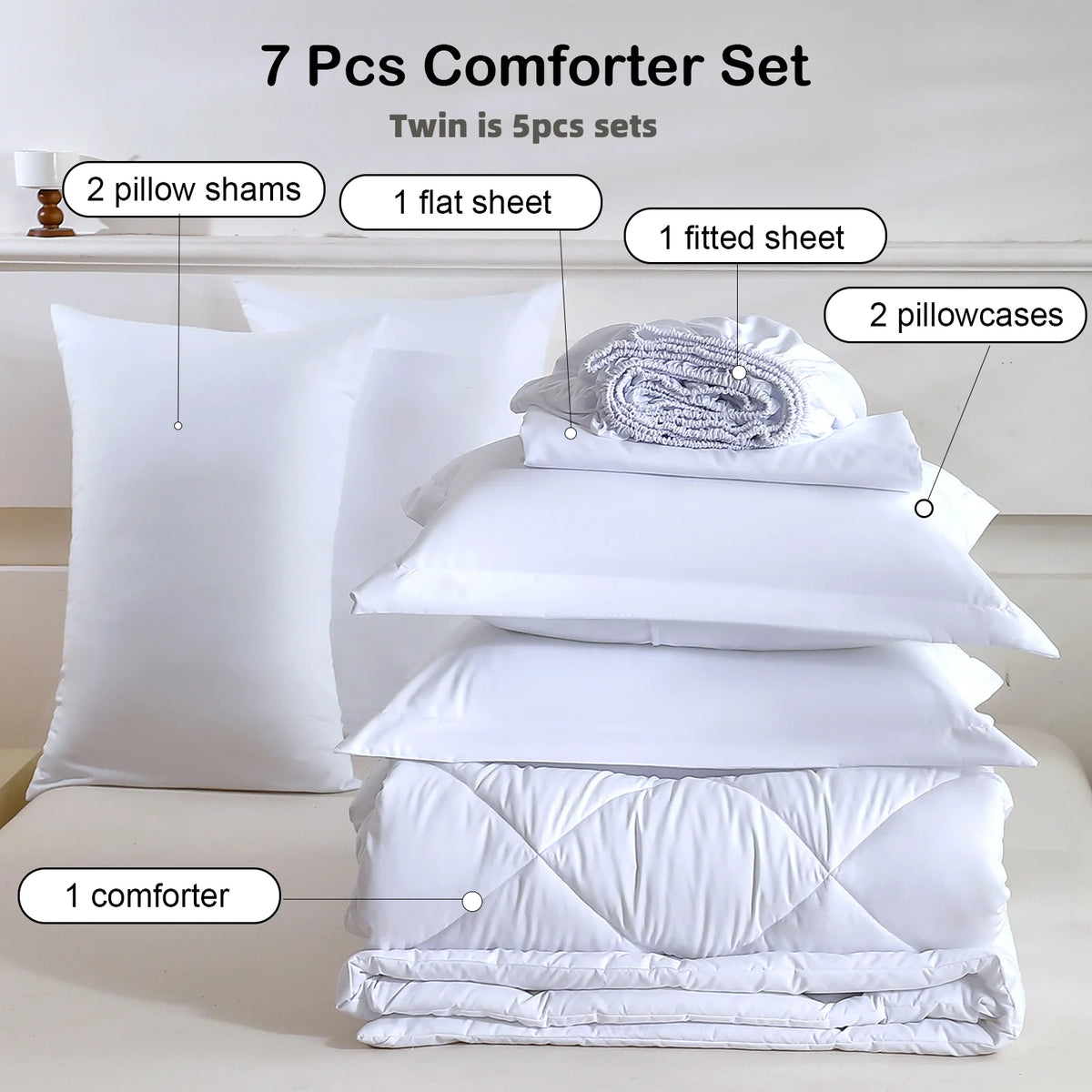 EasYum Soft Brushed Polyester Comforter And Sheets Bedding Set