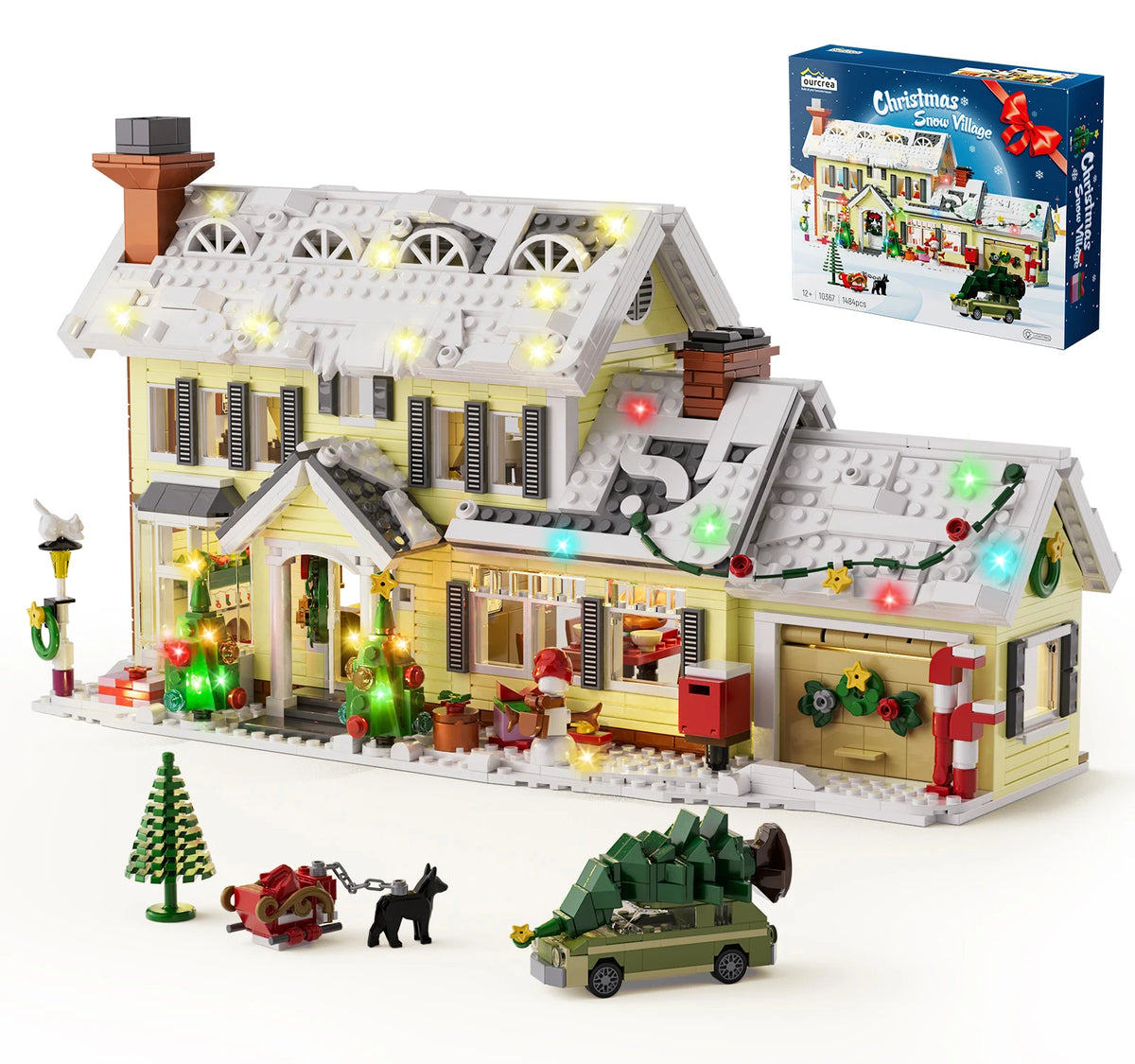 Christmas Snow Village Building Blocks Architecture Model Home Decor