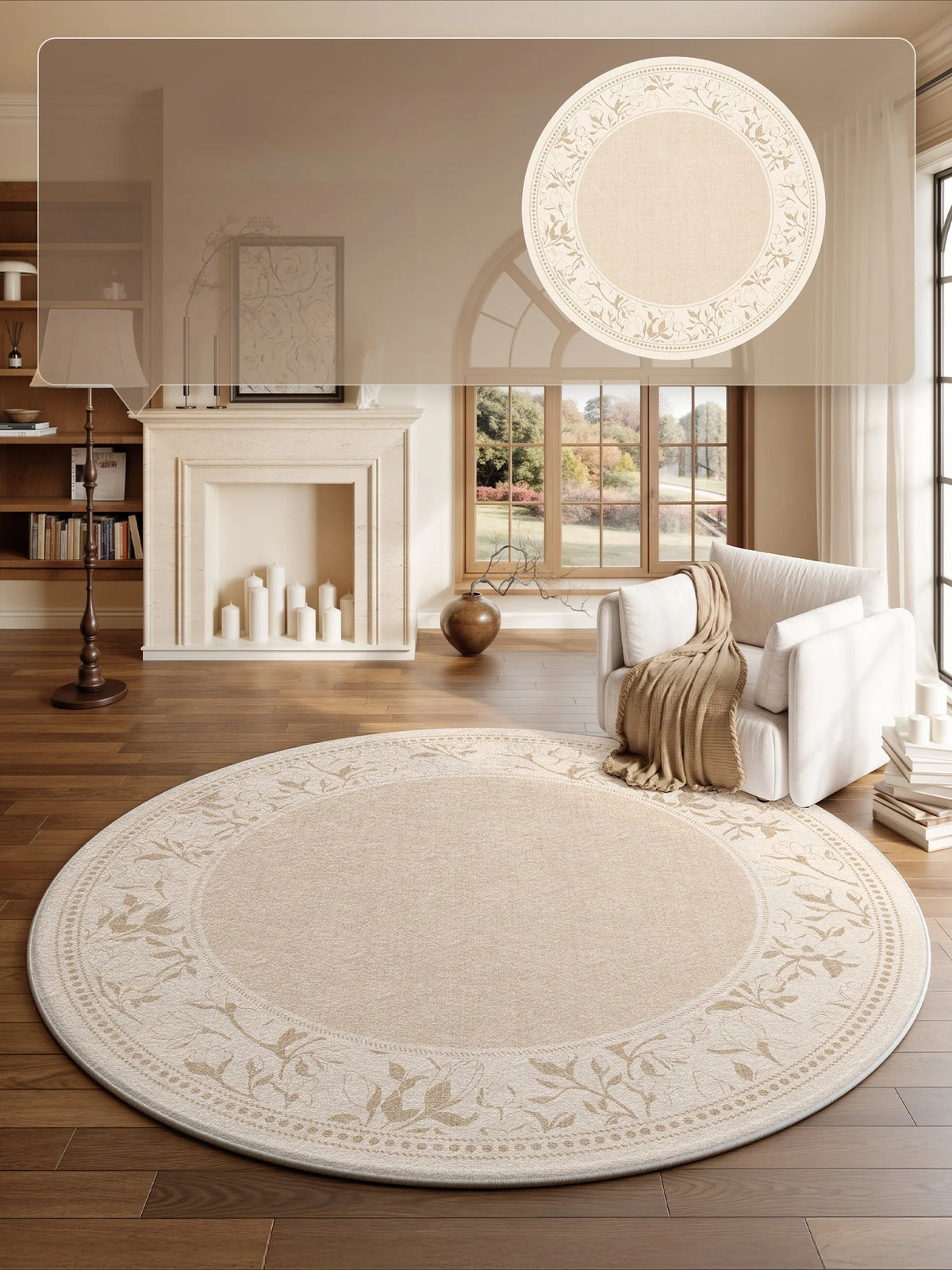 French Style Round Plush Carpet For Bedroom And Living Room