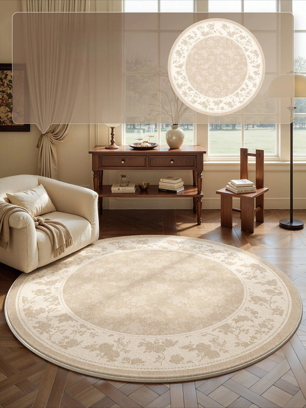 French Style Round Plush Carpet For Bedroom And Living Room