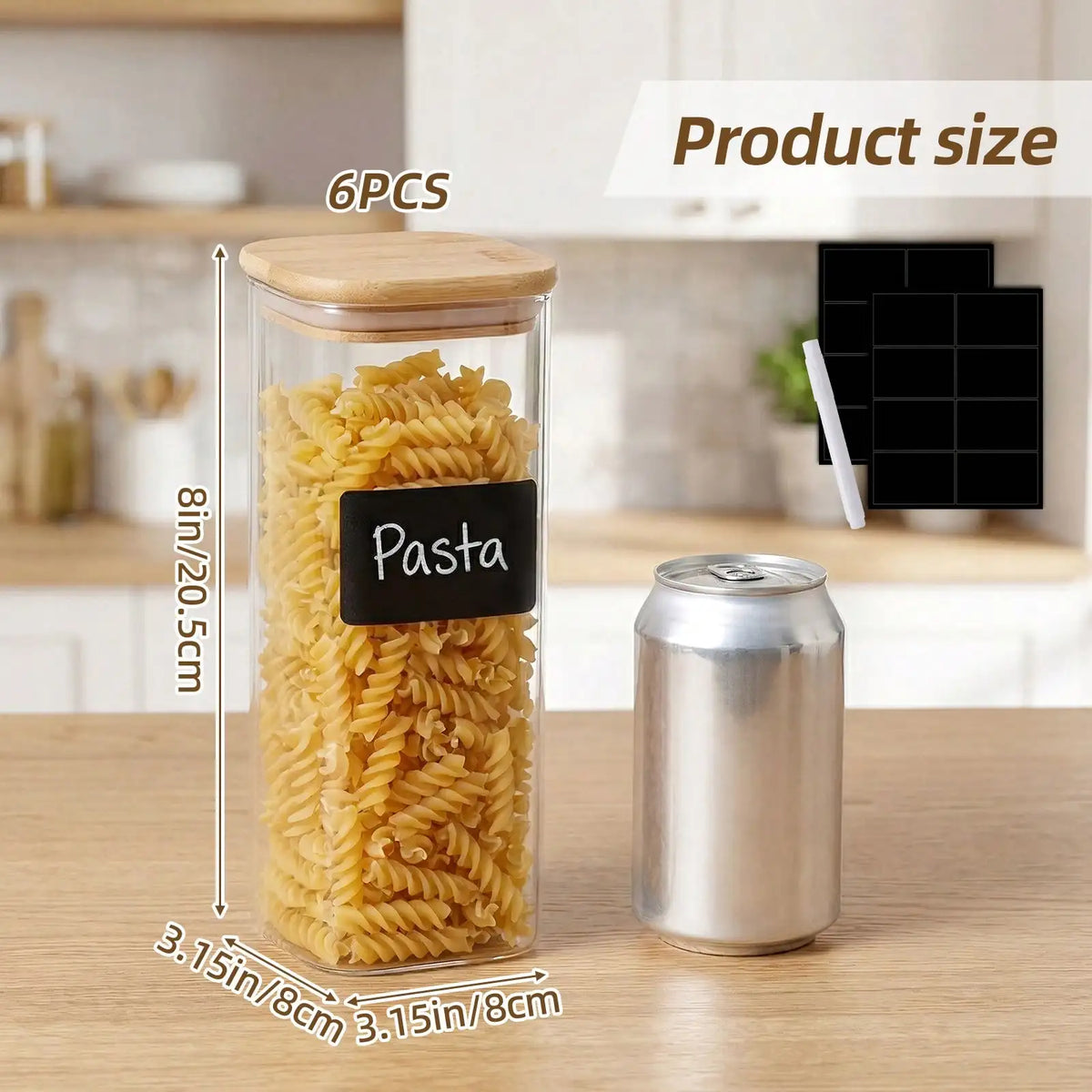 Airtight Glass Food Storage Containers Bamboo Lid Kitchen Pantry