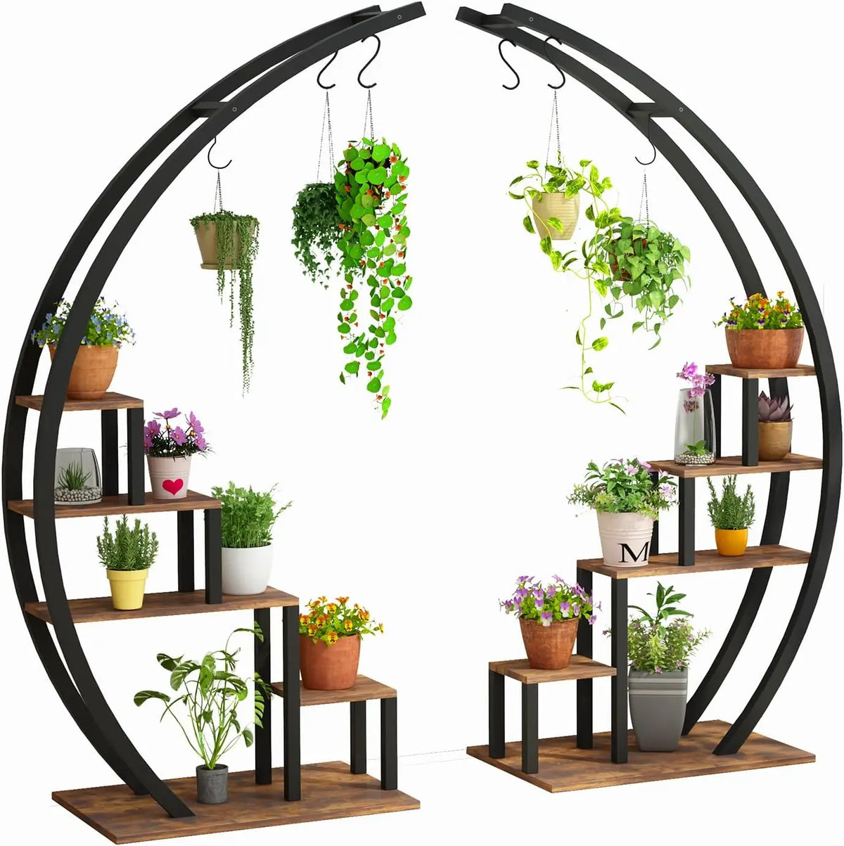 Twister CK Five Tier Metal Plant Stand With Hanging Hooks