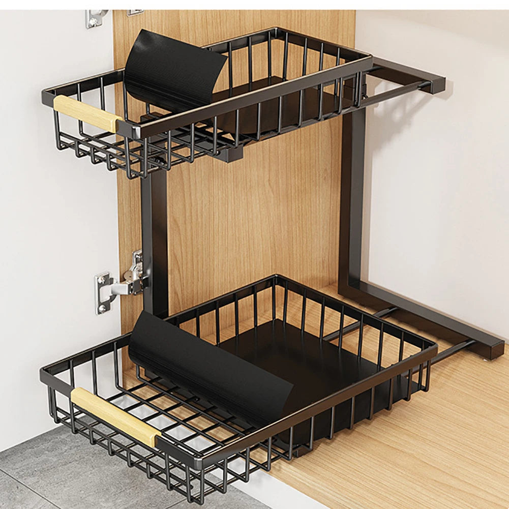 HiMISS Adjustable Two Tier Under Sink Pull Out Cabinet Organizer