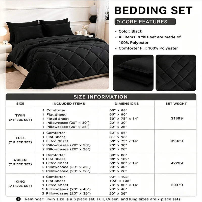 EasYum Soft Brushed Polyester Comforter And Sheets Bedding Set