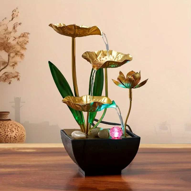 USB Powered Desktop Circulating Water Wealth Ornament for Home Decor