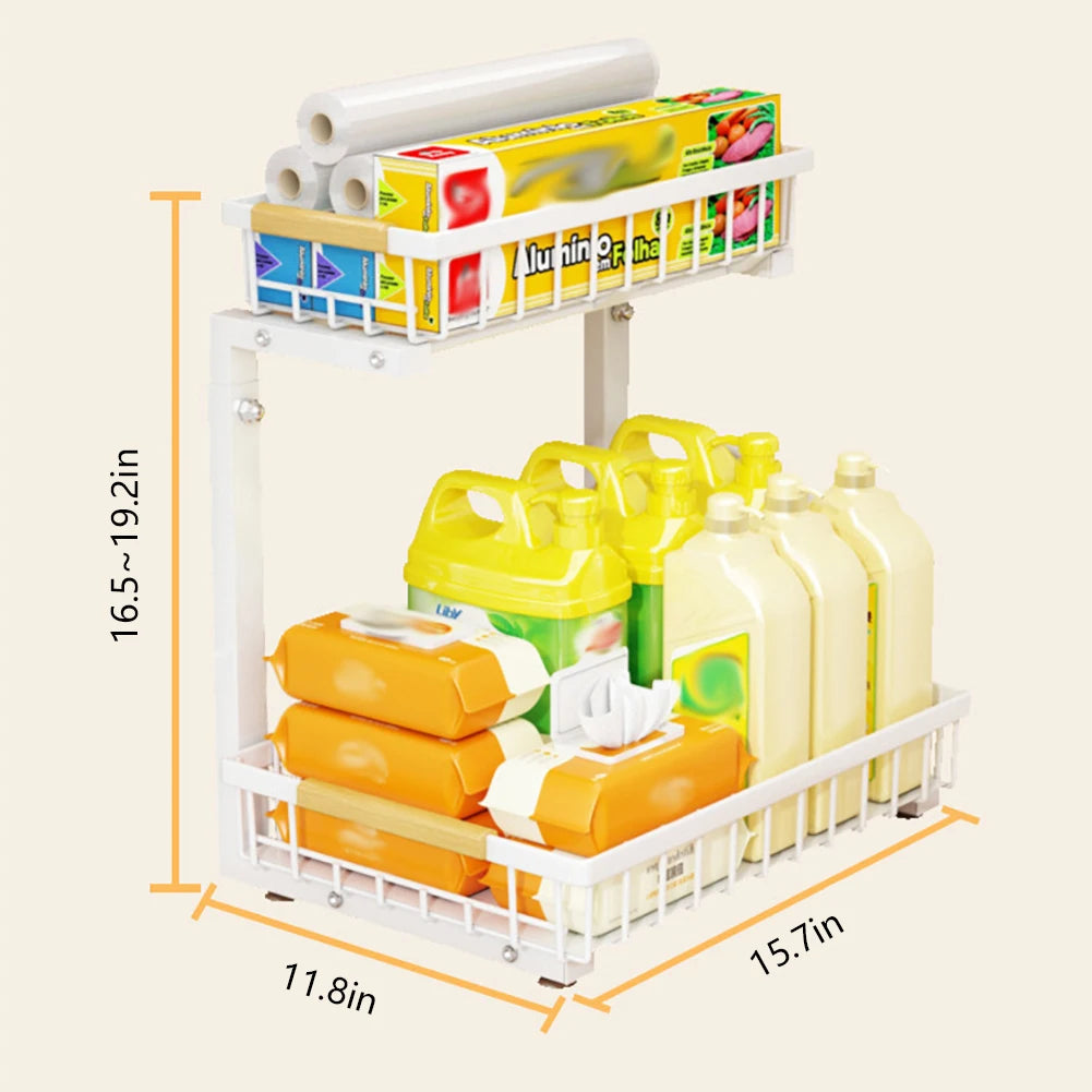 HiMISS Adjustable Two Tier Under Sink Pull Out Cabinet Organizer