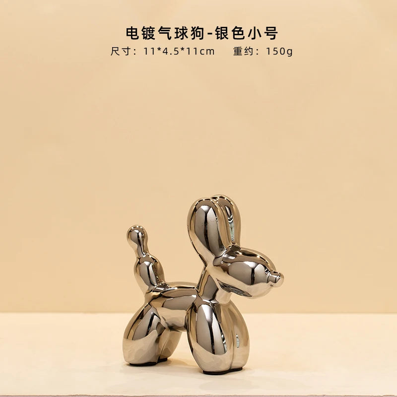 Ceramic Balloon Dog Sculpture Figurine Modern Tabletop Home Decor Accent