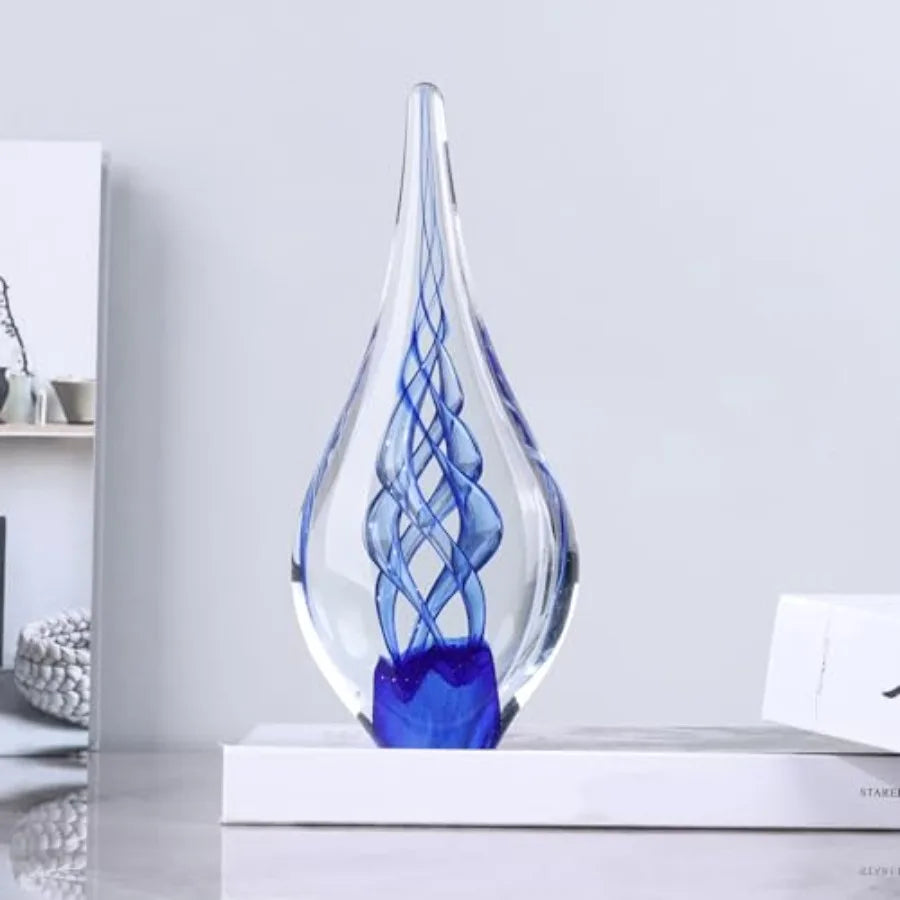 Modern Hand Blown Glass Sculpture Paperweight For Office Desk Decor