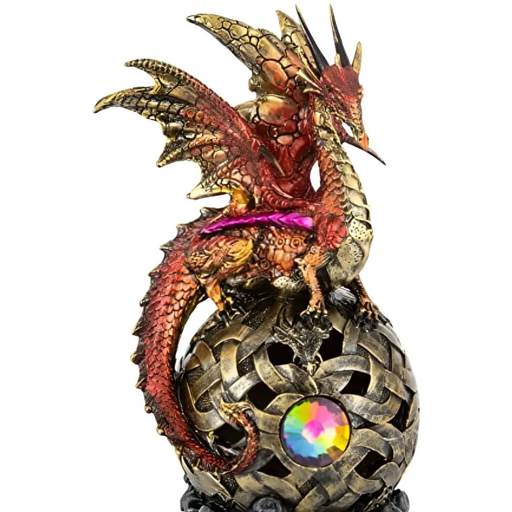 Stealstreet Fantasy Dragon Resin Statue Led Orb Desk Decor