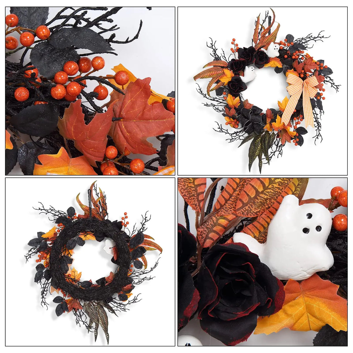 Handcrafted Halloween Rattan Wreath for Seasonal Door and Wall Decor