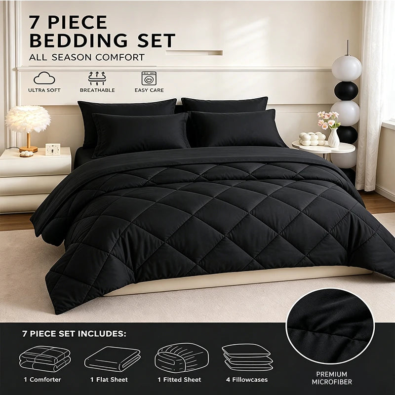 EasYum Soft Brushed Polyester Comforter And Sheets Bedding Set