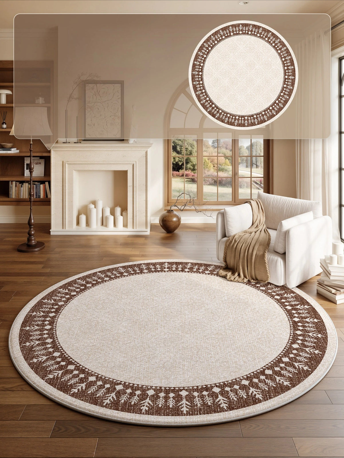 French Style Round Plush Carpet For Bedroom And Living Room