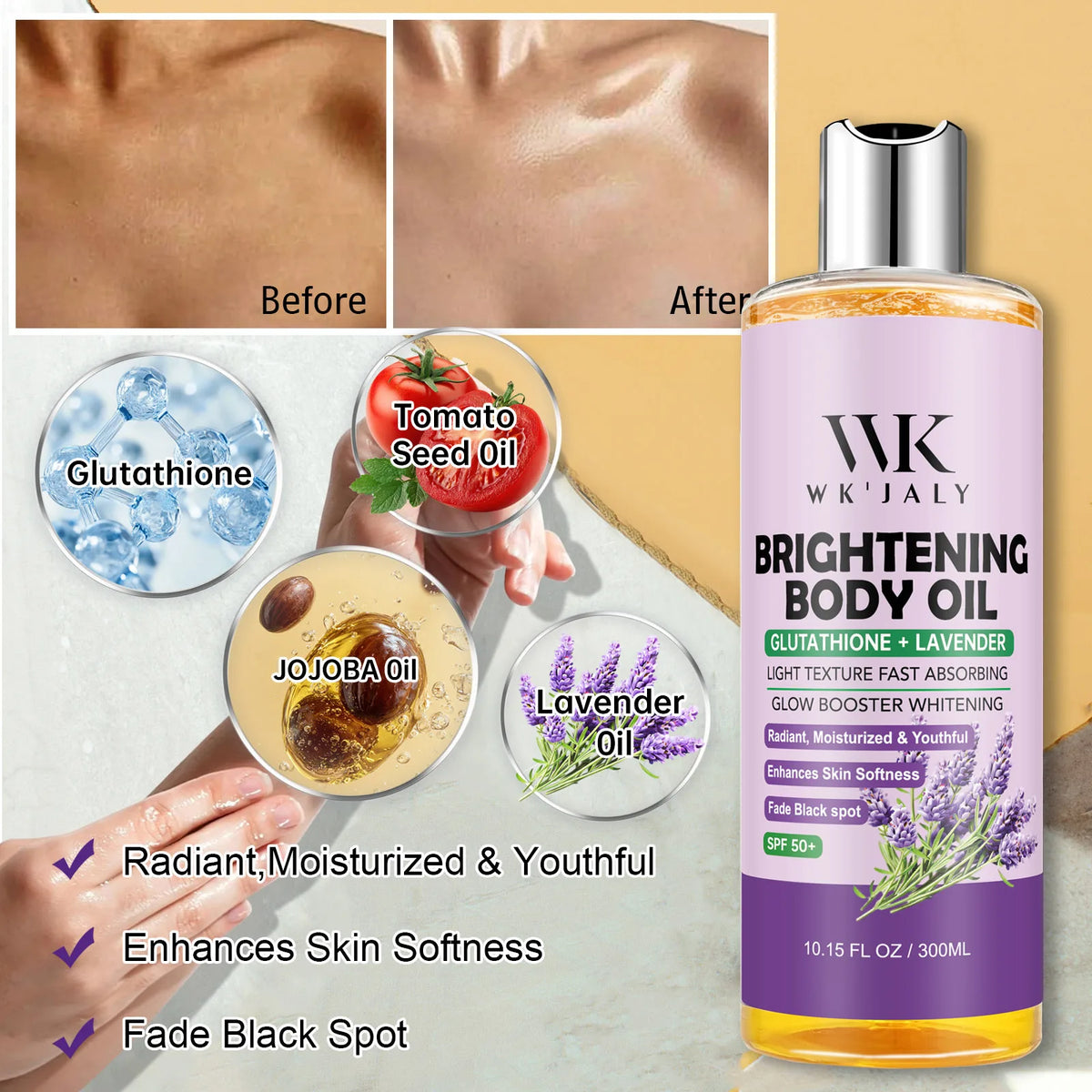 WK JALY Lightening Body Oil for Deep Moisturizing and Brightening