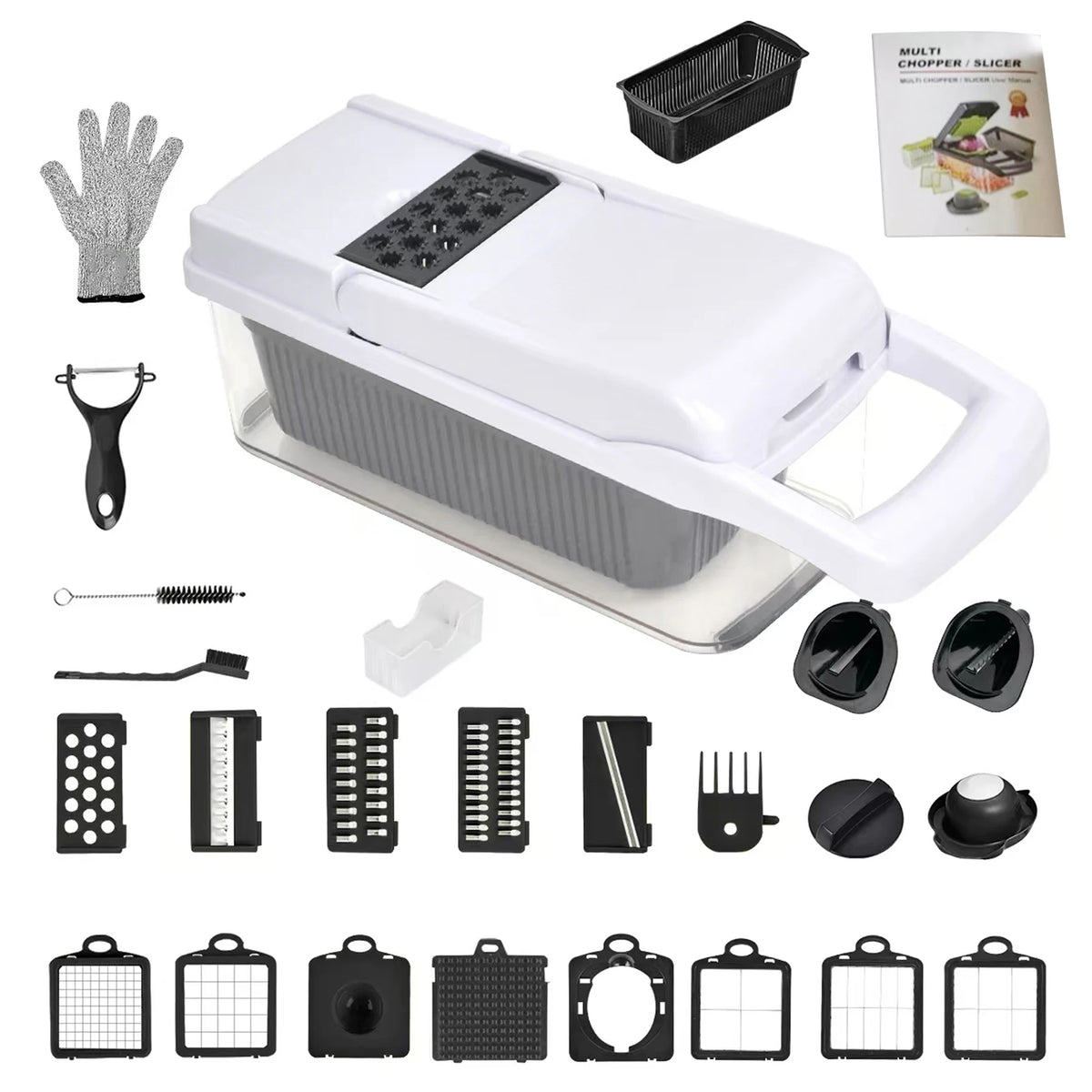 26pc Stainless Steel Vegetable Chopper Mandoline Slicer Container