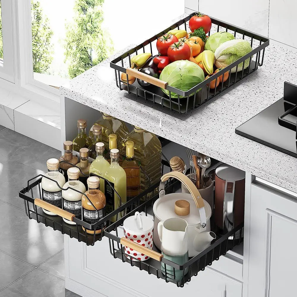 Garvee Stainless Steel Cabinet Slide Organizer Basket For Kitchen