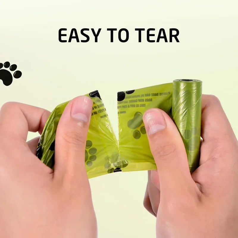 10 Pack Paw Print Dog Poop Bags Leak Proof Durable