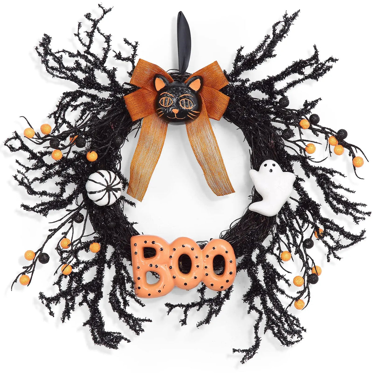 Handcrafted Halloween Rattan Wreath for Seasonal Door and Wall Decor