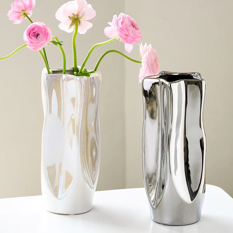 Luxury Electroplated Ceramic Vase for Elegant Flower Arrangements and Decor