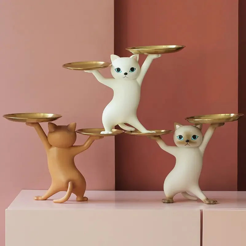 Cartoon Cat Key Holder Alloy Desk Ornament Home Decor Figurine