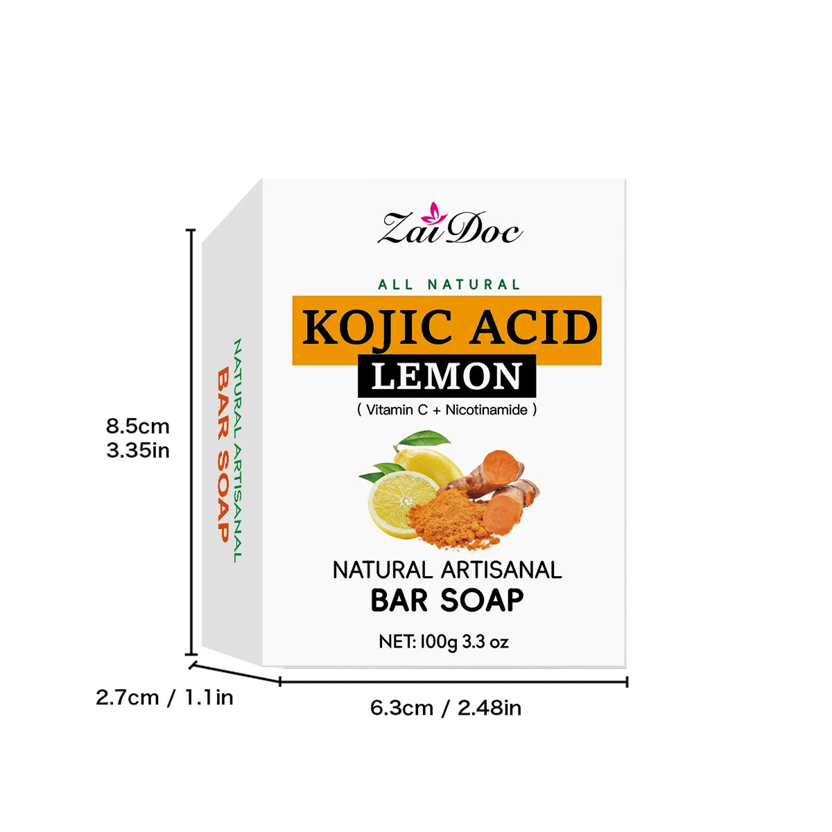 Zaidoc Kojic Acid Lemon Turmeric Soap Brightening Cleanser