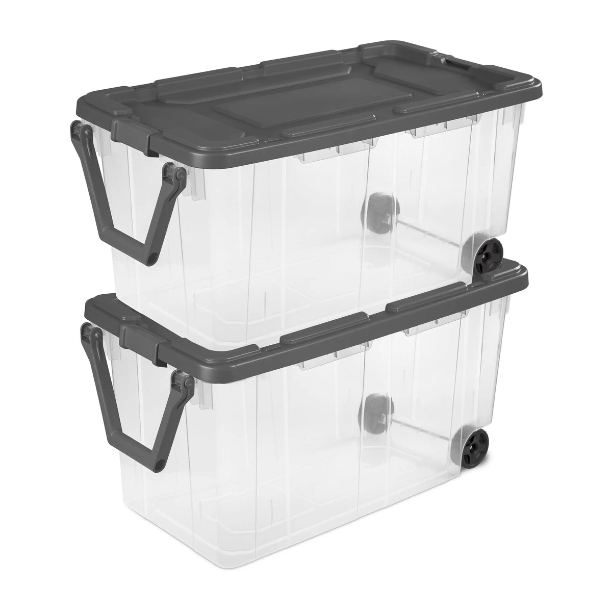 Sterilite Industrial Wheeled Plastic Storage Tote With Secure Lid