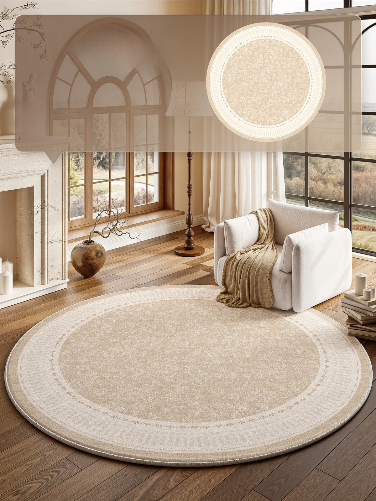 French Style Round Plush Carpet For Bedroom And Living Room