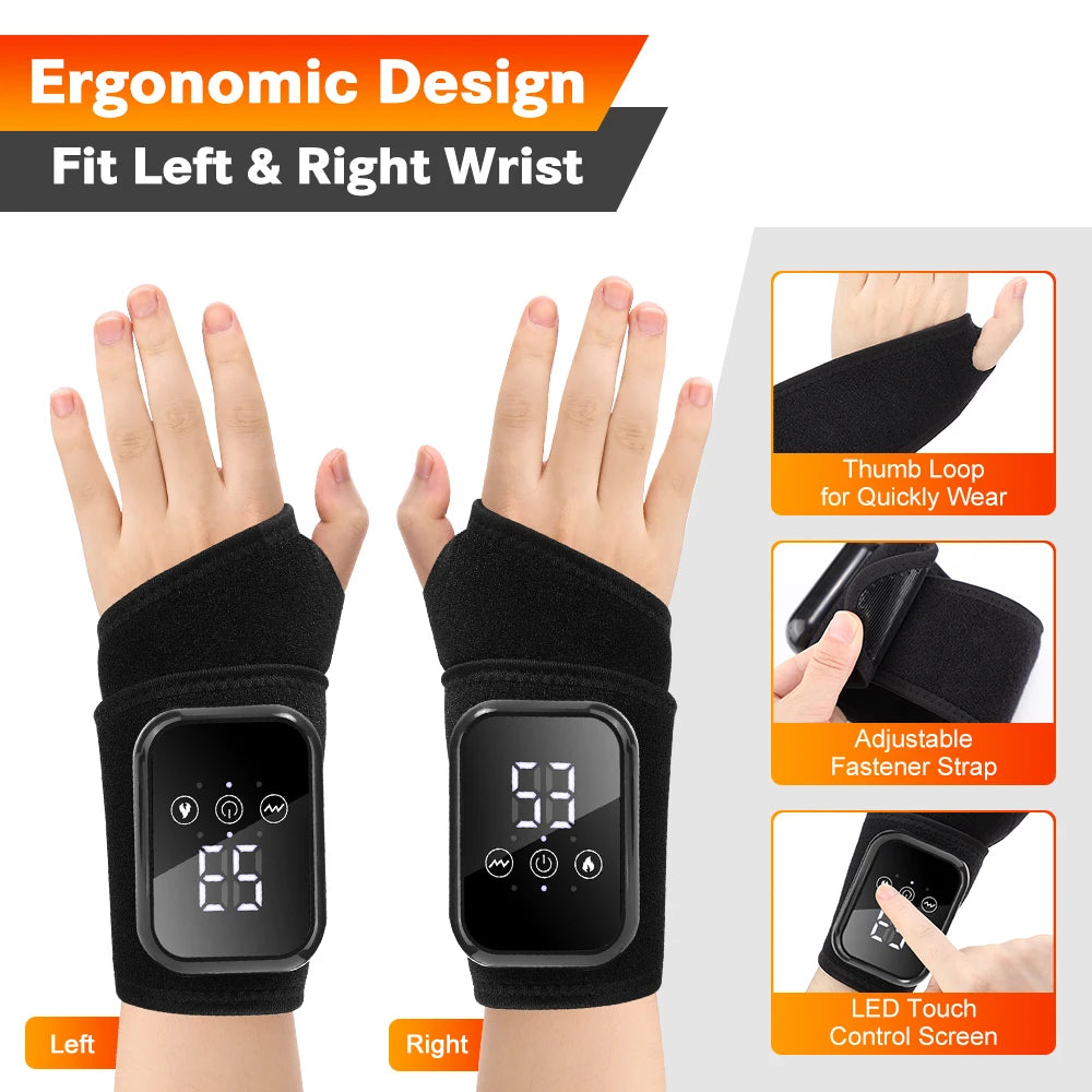 Agdoad Electric Heating Wrist Massager With Vibration Brace Wrap