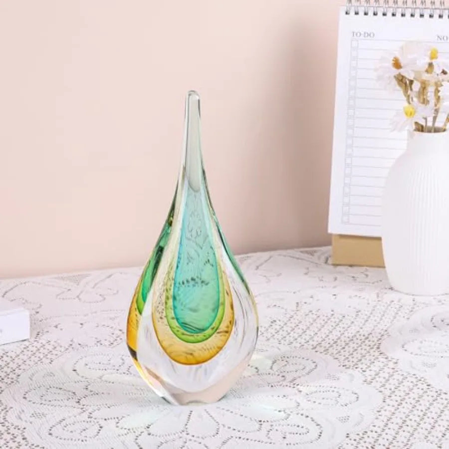 Modern Hand Blown Glass Sculpture Paperweight For Office Desk Decor