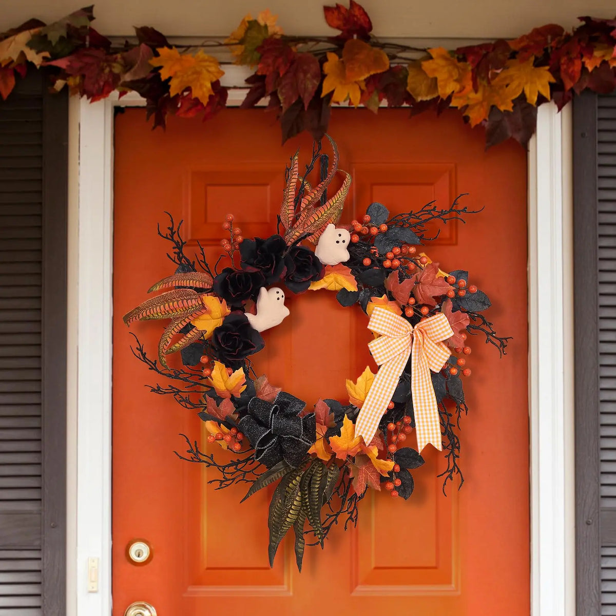 Handcrafted Halloween Rattan Wreath for Seasonal Door and Wall Decor