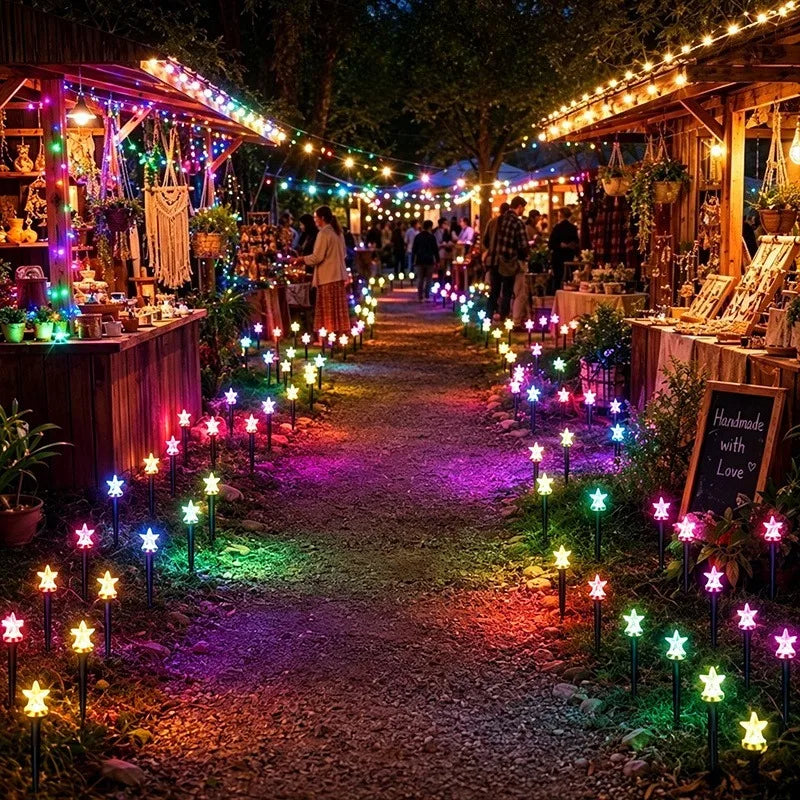 Solar Star String Lights for Gardens, Paths, Camping and Events