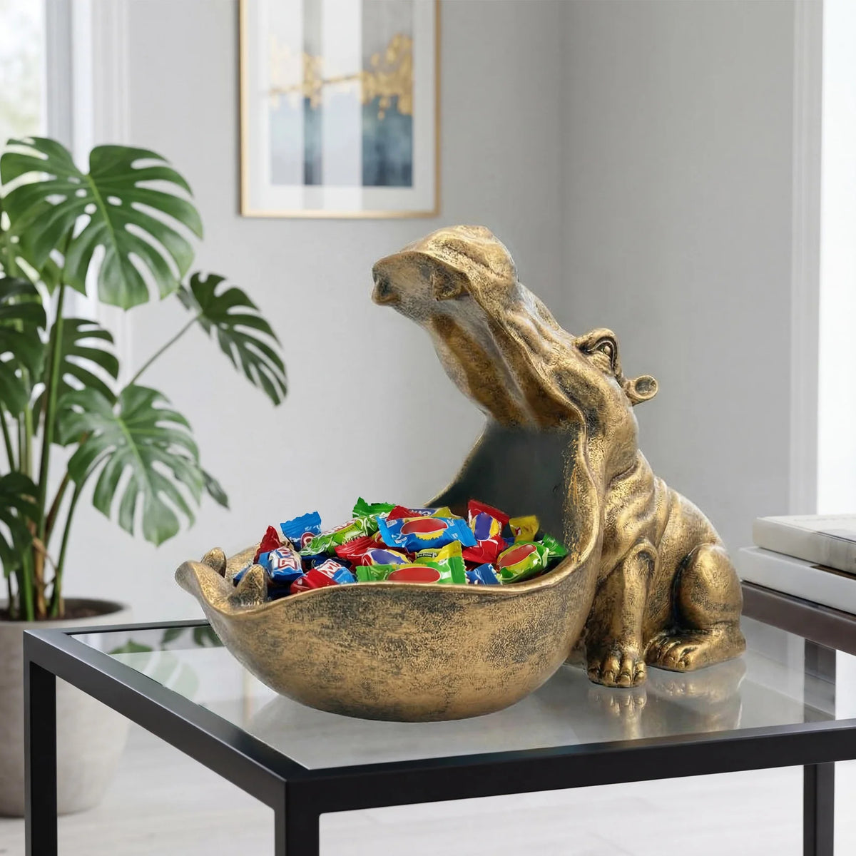 Decorative Resin Hippo Key Holder For Home Office Storage Bowl