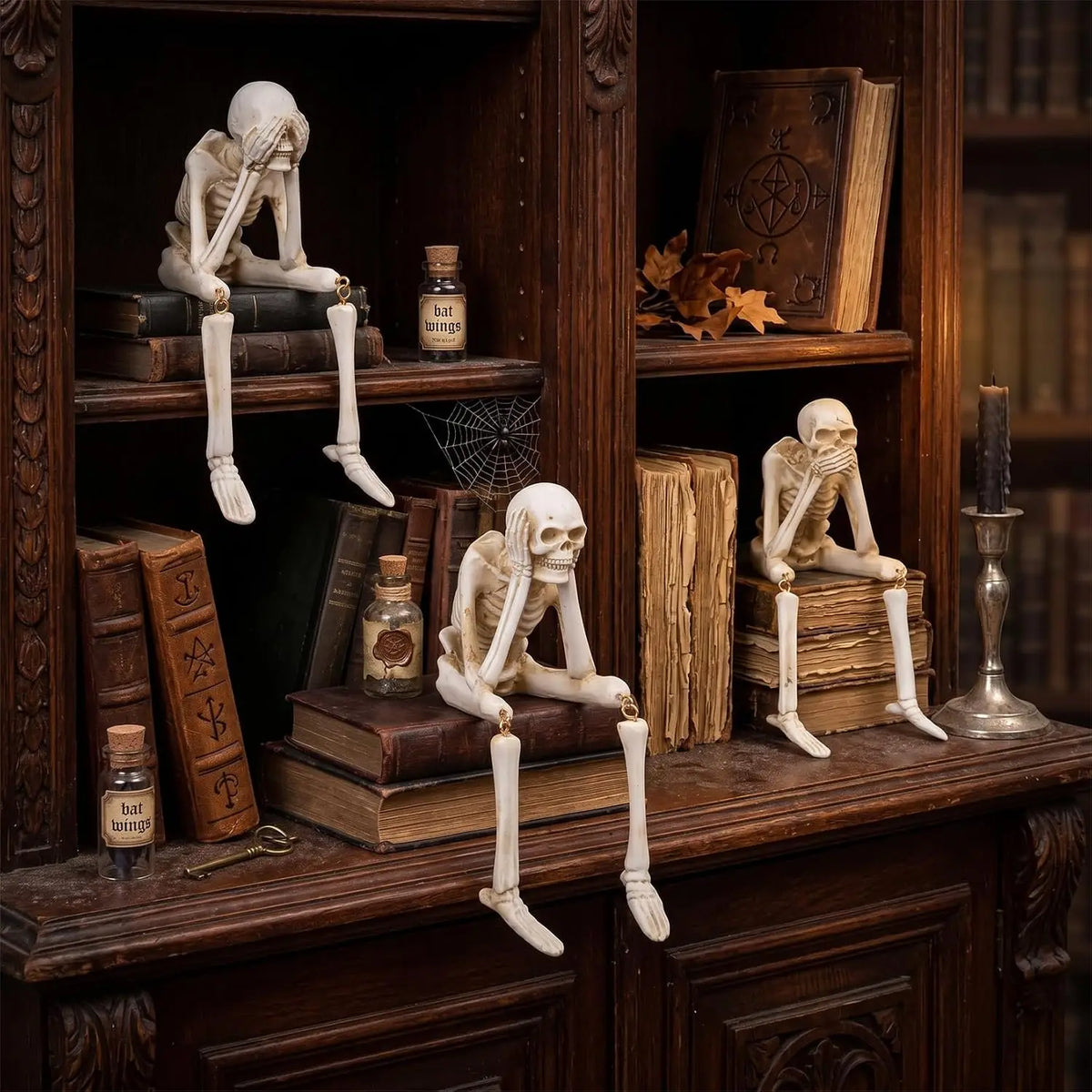 Halloween Skeleton Figurine Set With Movable Joints for Haunted Decor