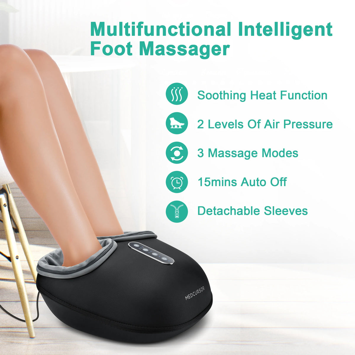 Medcursor Shiatsu Foot Massager With Heat Roller For Pain Relief