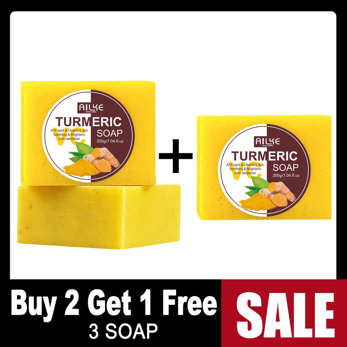 AILKE Natural Turmeric Bath Soap For Brightening And Cleansing