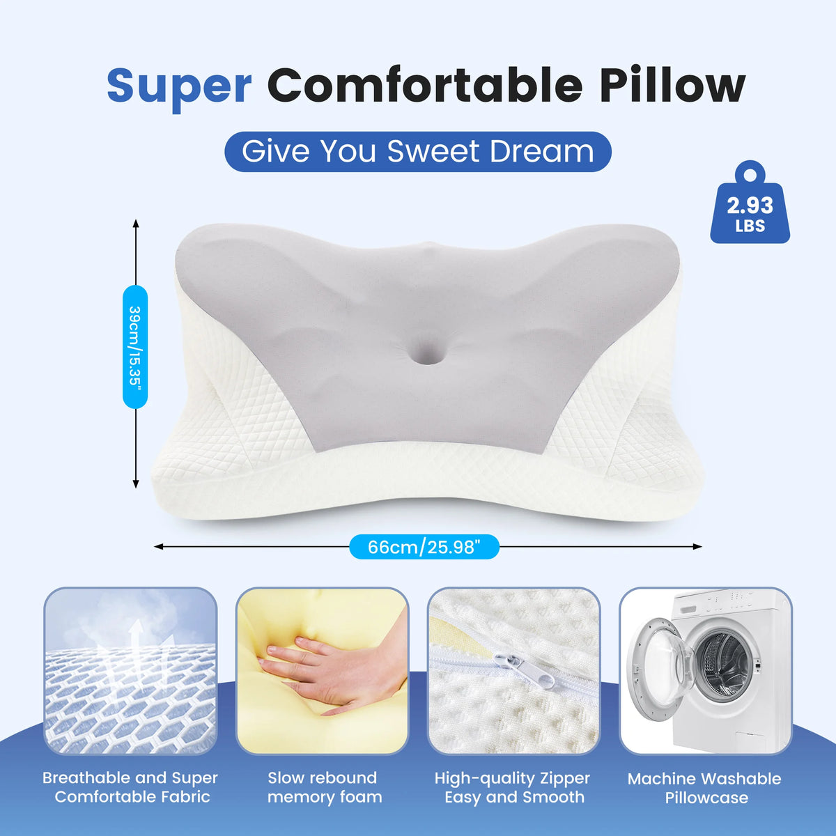 JHK Ergonomic Memory Foam Cervical Orthopedic Pillow