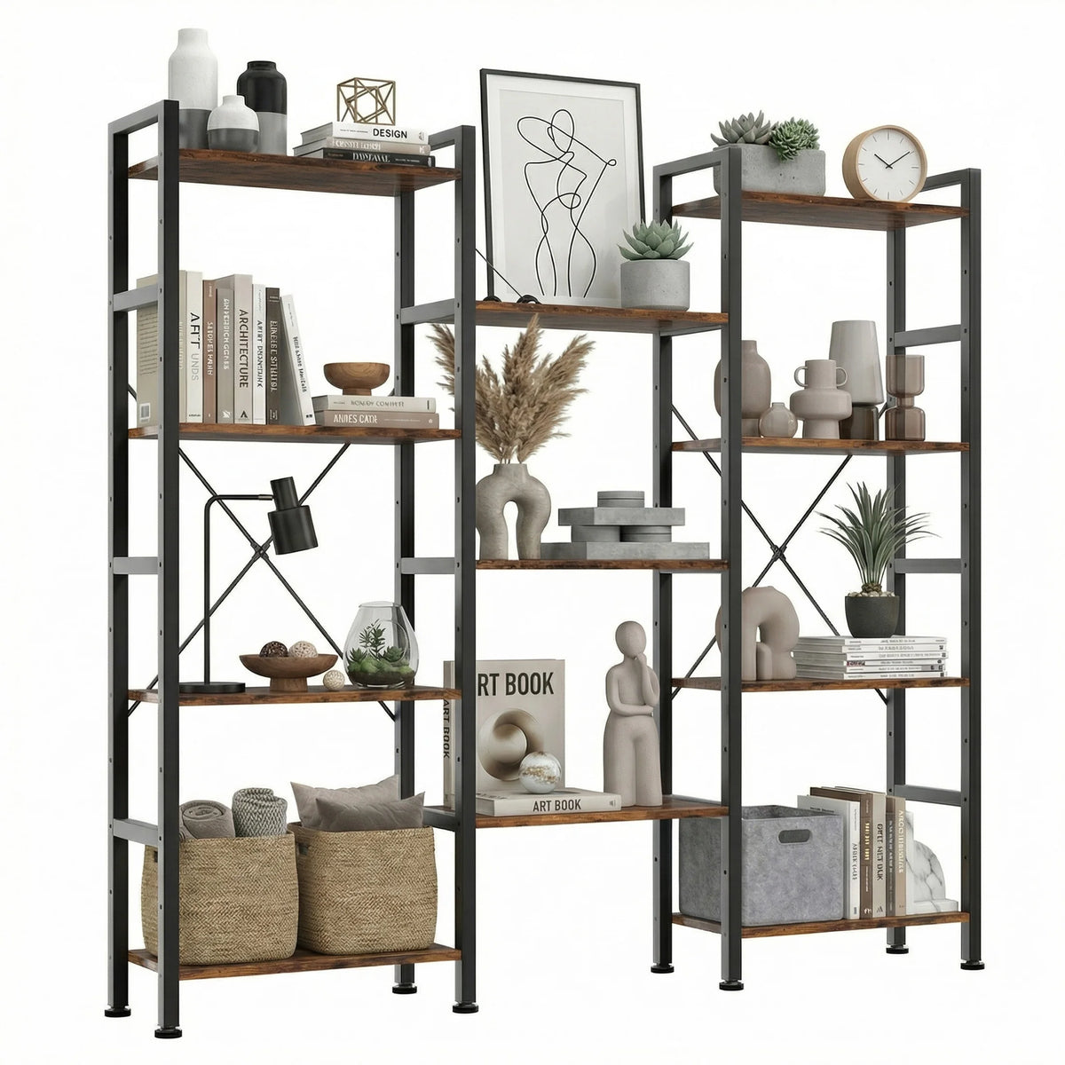 Four Tier Metal Bookshelf For Modern Home Storage And Display