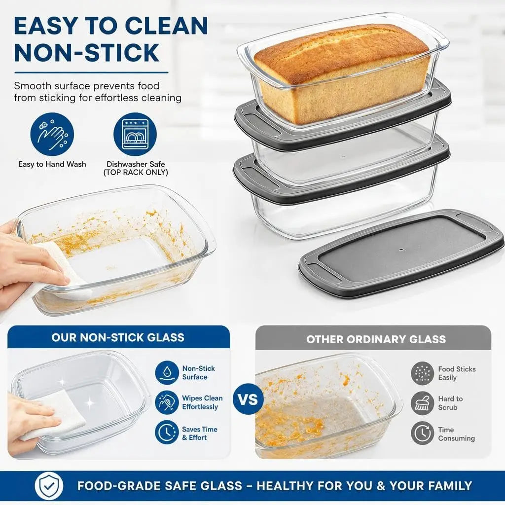Glass Loaf Pan With Lid For Baking Storing And Serving