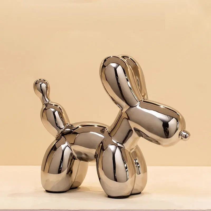 Ceramic Balloon Dog Sculpture Figurine Modern Tabletop Home Decor Accent