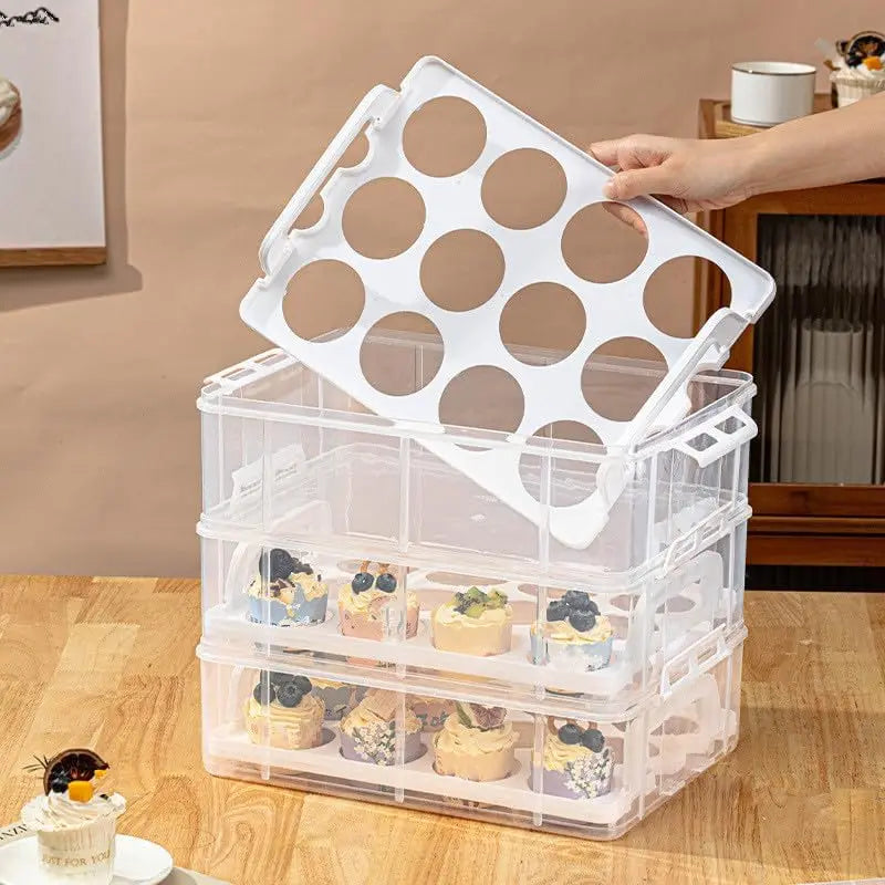 Bymaocar 4 Tier Cupcake Carrier Container Holds 48 Cupcakes