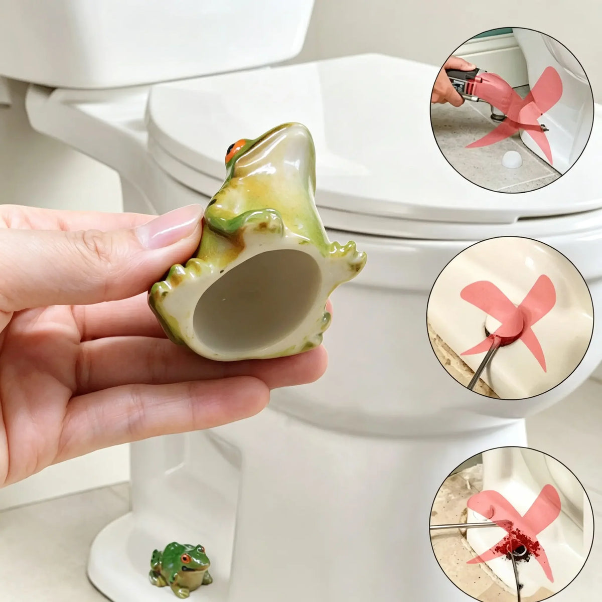 Decorative Toilet Bolt Caps Featuring Turtle And Frog Designs