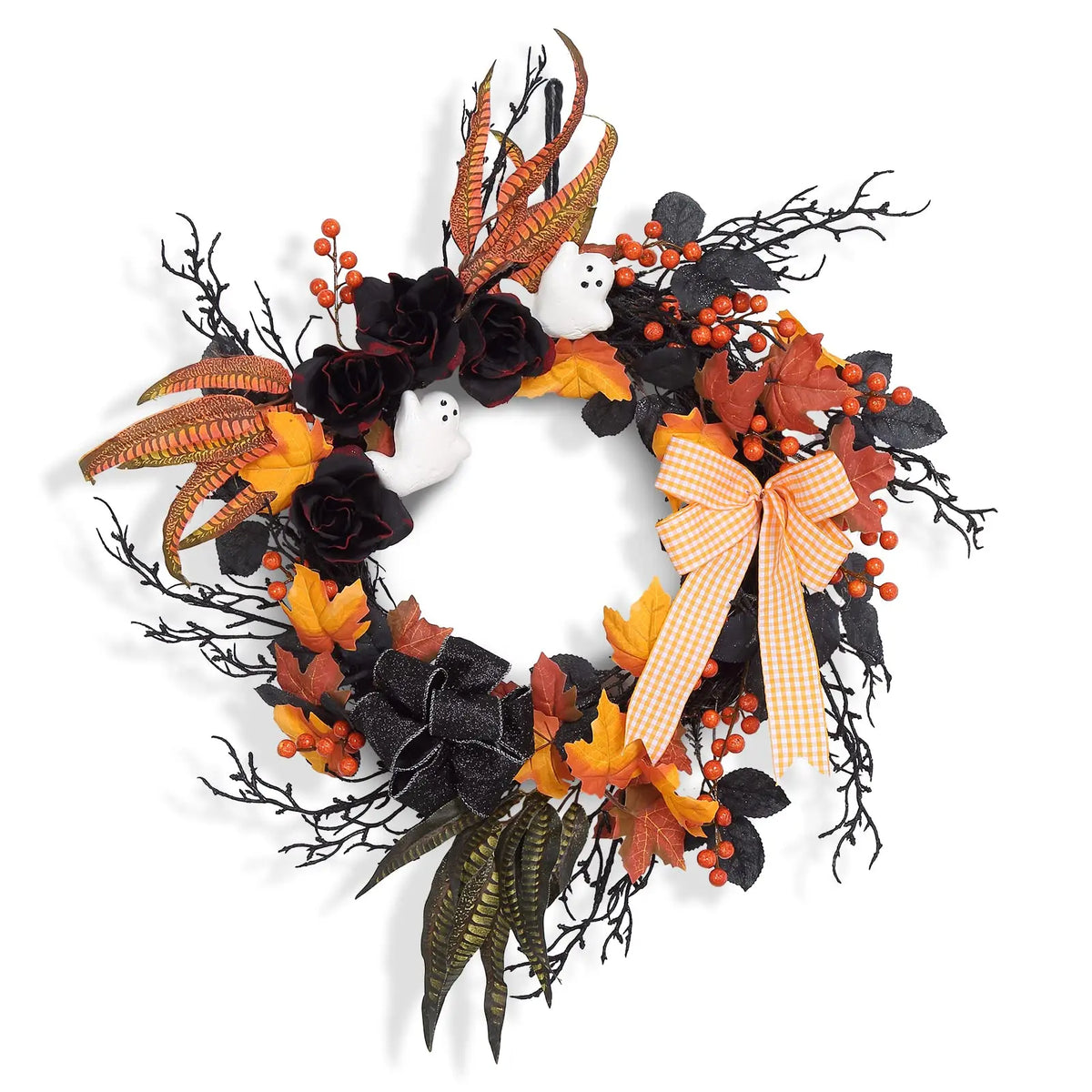 Handcrafted Halloween Rattan Wreath for Seasonal Door and Wall Decor