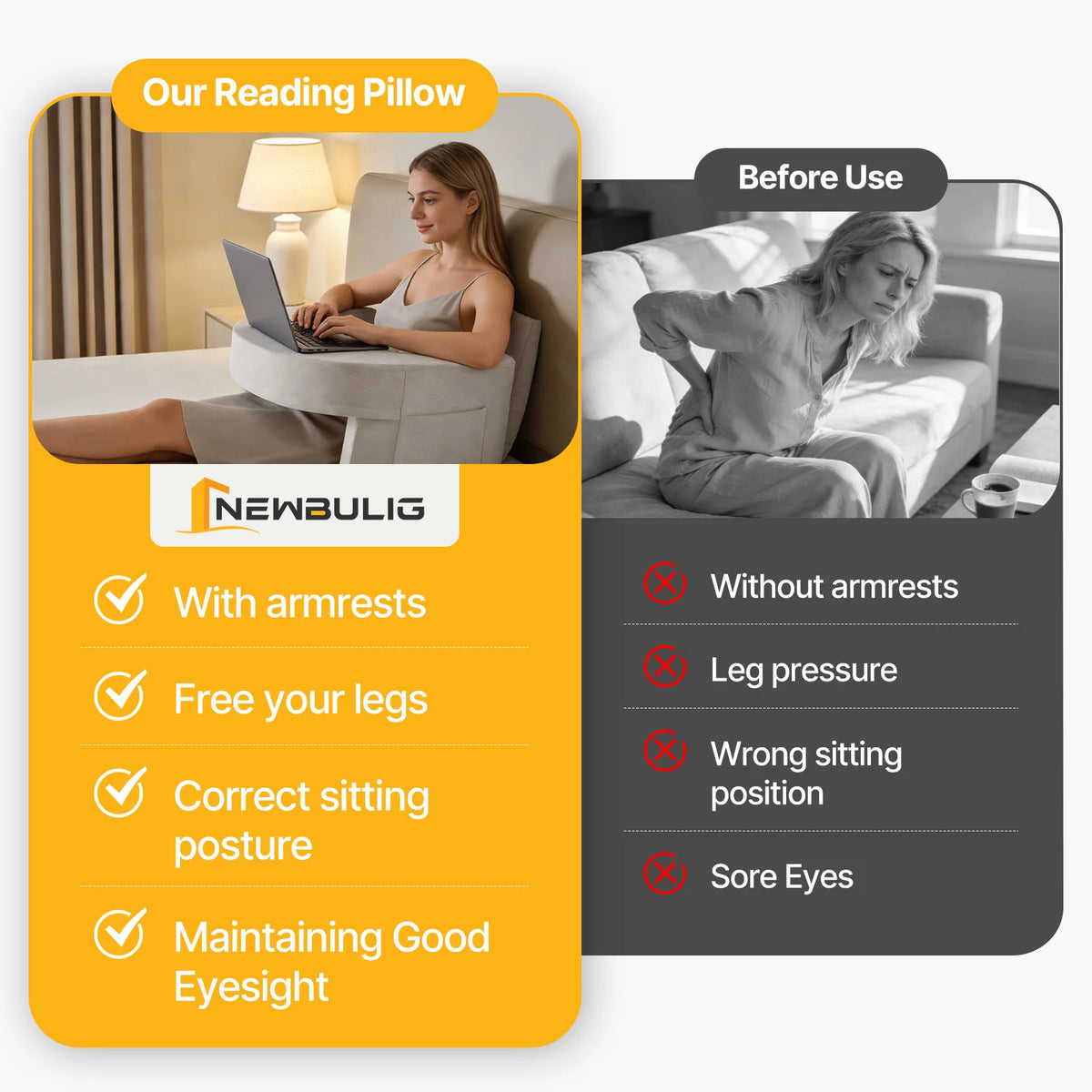 MCQ Ergonomic Curved Reading Pillow With Cup Holder Cooling Cover