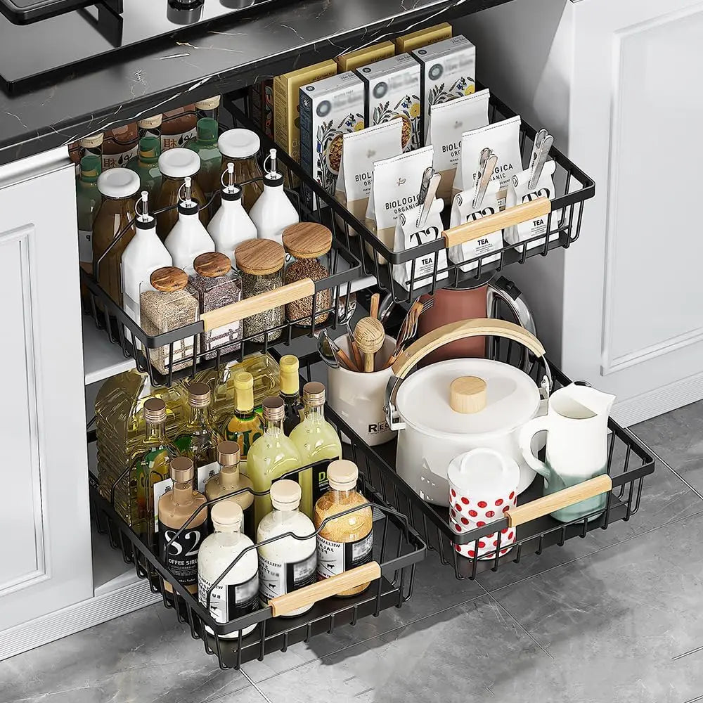 Garvee Stainless Steel Cabinet Slide Organizer Basket For Kitchen
