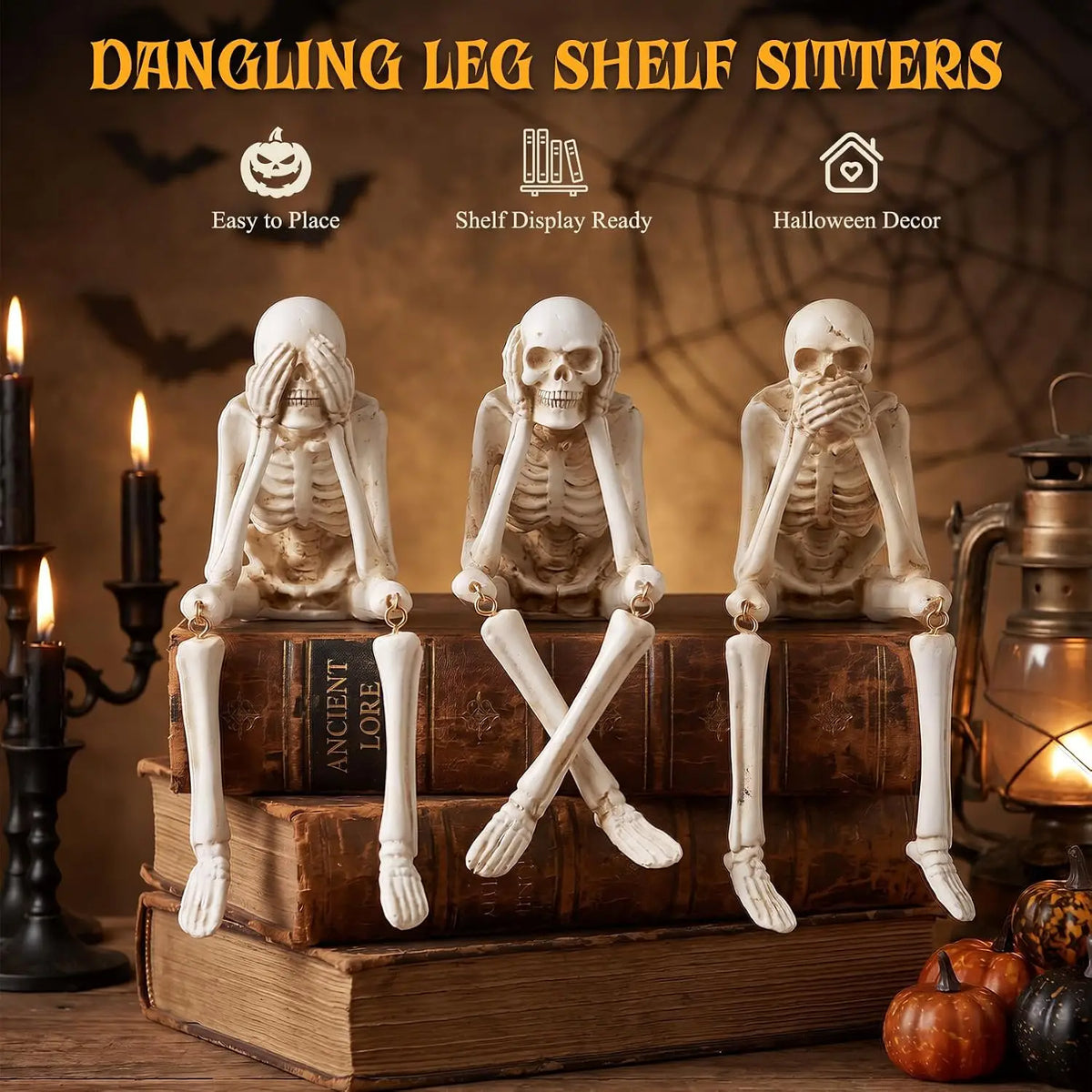 Halloween Skeleton Figurine Set With Movable Joints for Haunted Decor