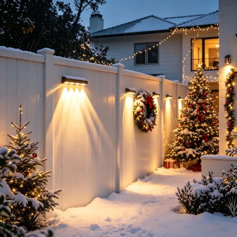 Solar Four Head Outdoor Wall Lights for Garden and Fence