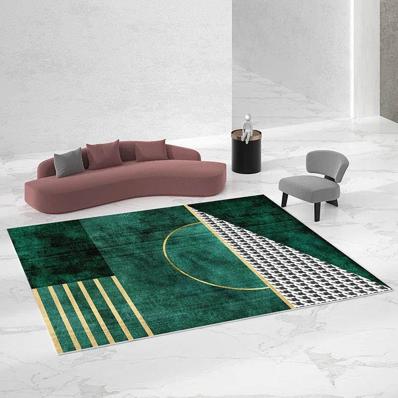 European Geometric Velvet Area Rug for Living Room and Bedroom