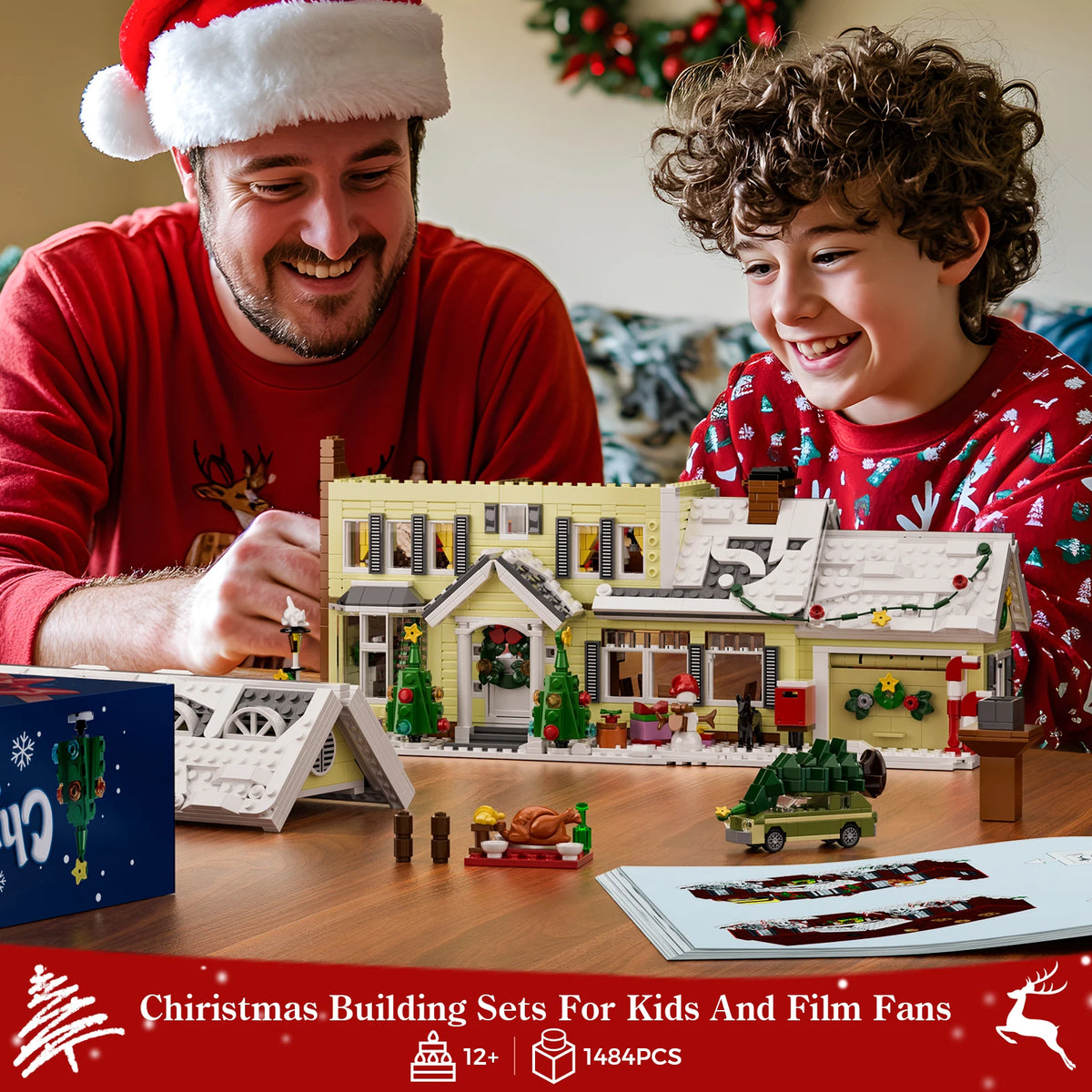 Christmas Snow Village Building Blocks Architecture Model Home Decor